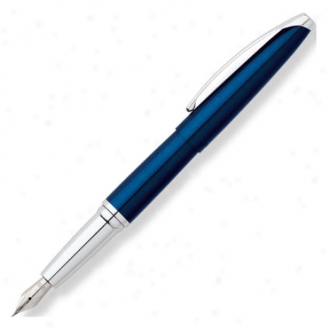 Atx Fountain Pen Thin Point By Cross - Translucent Blue Lacquer