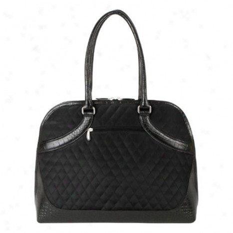 Checkpoint Friendly Ladies Briefcase - Black Quilted Microfiber