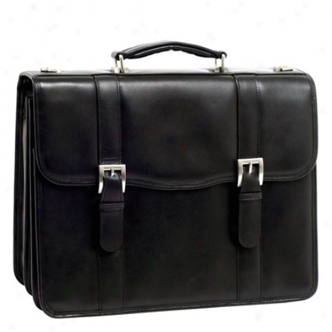 Flournoy Leather Double Compartment Laptop Case From Mcklein - Black