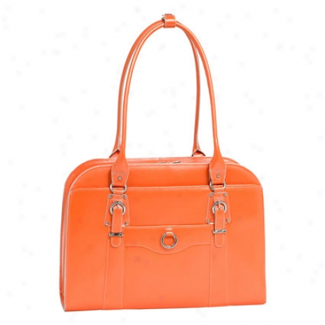 Hillside Leather Ladies Briefcase By Mcklein - Orange