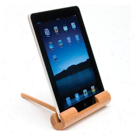 Ipad Holder Round Base & Dowel By Lipper Internationzl - Bamboo