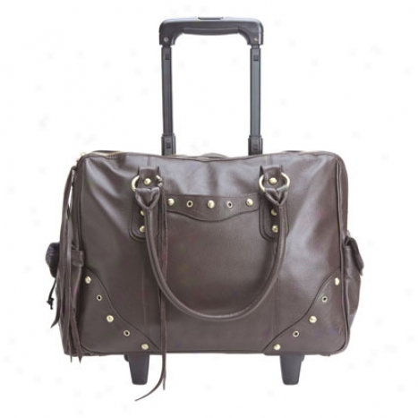 Katarina Rolling Travel/laptop Tote By Gogovoysge - Chocolate Pebbled Leather