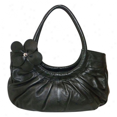 Mabel Floral Leather Shoulder Bag By Donna Beella Designs - Black