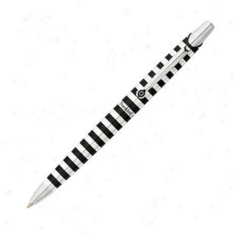 Nantucket Pen By Franklincovey - Polished Aluminum W/ Black Radiql Pattern