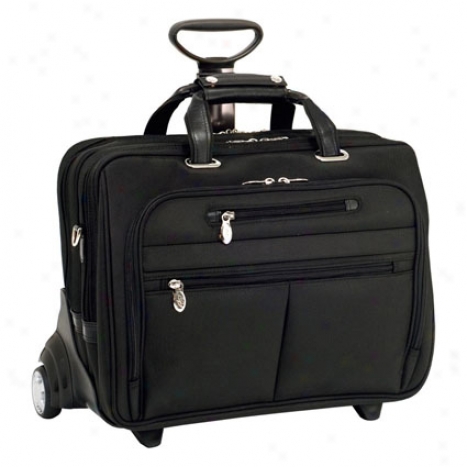 Ohare Nylon Fly-through Checkpoint-friendly 2-in-1 Removable Wheeled 17 Inch Laptop Case By Mcklein - Black