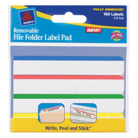 Removable File Folder Label Pad By Avery - Red/blue/green/yellow