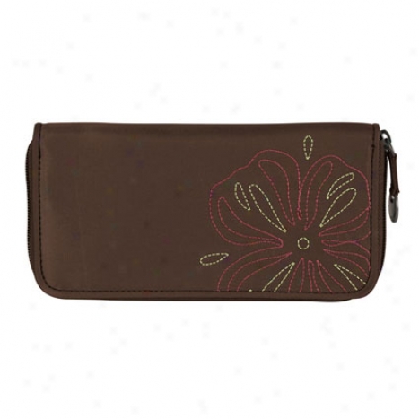 Rfid Blocking Ladies Wallet -  Brown Nylon