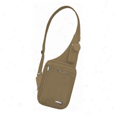 Slim-line Messenger-style Shoulder Bag -  Khaki Microfiber