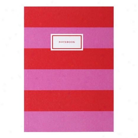 Stripe Notebook - Pungent Pink/bright Red