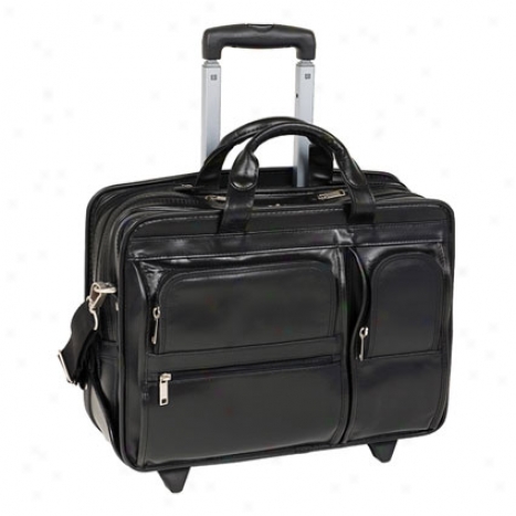 The Clinton 17 Inch Detachable-wheeled Leather Case By Mcklein - Black