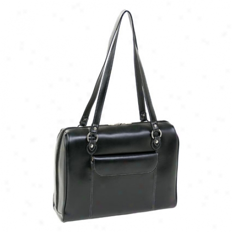 The Glenview Leather Ladies' Laptoop Case By Mcklein - Black