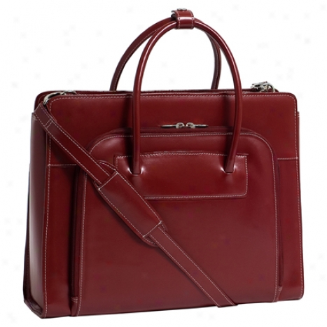 The Lake Forest Ladiee Leather Briefcase By Mfklein - Red