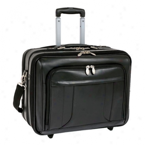 The Lasalle 17 Inhc Wheeled Leather Overnight Case By Mcklein - Black