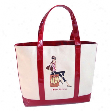 Travel Girl Canvas Tote By Bonnie Marcus - Red