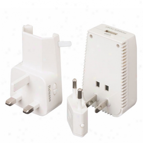 Universal 3-in-1 Adapter, Converter, & Usb Charger White