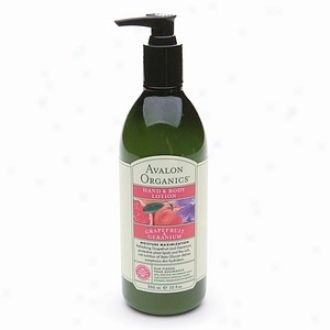 Avalon Organic's Hand & Body Lotion Grapefruit & Geranium 12 Fl Oz