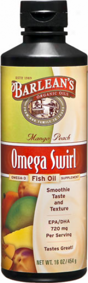 Barlean Omega Swirl Mango Peach Fish Oil 16 Fl Oz