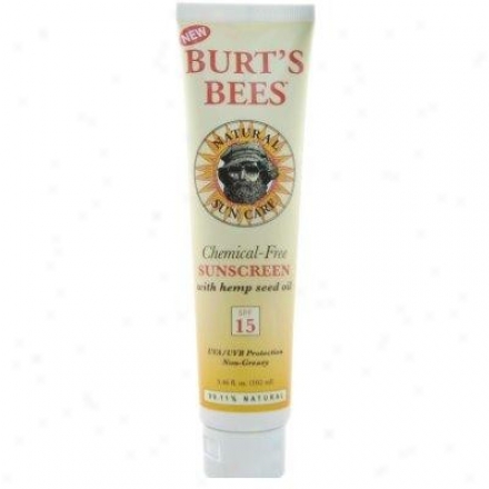 Burf's Bees Sunscreen W/ Hemp Seed Oil Chemical Free 3.46 Fl Oz