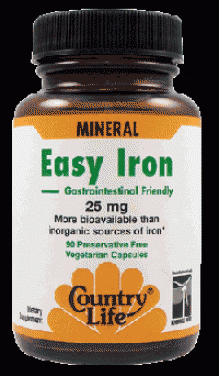 Country Life's Biocheem Easy Iron 25mg 90 Vcaps