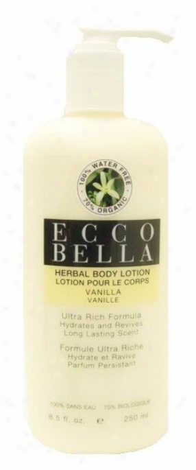 Ecco Bella's Herbal Body Lotion Vanilla W/ Pump 8.5oz