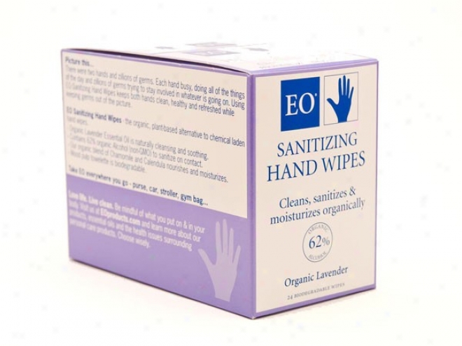 Eo's Hand Sanitizer Towelettes Organic Lavender 24towelettes