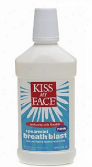 Kiss My Face's Breath Blast Mouthrinse Anticavity With Fluoride Spearmint 16oz