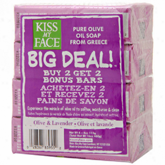 Caress with the lips My Face's Soap Bar Olkve Oil & Lavender Multipack 4/4oz