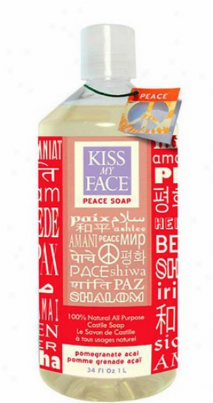 Kiss My Face's Soap Liquid 100% Natural All Purpose Castile Pomegranate Acai Peace 34 Fl Oz