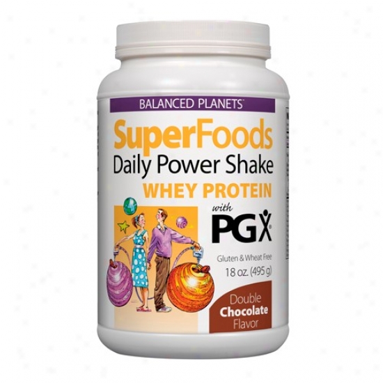 Natural Factors Superfoods Daily Power Shake W/pgx Whey Protein Double Chocolate 18oz