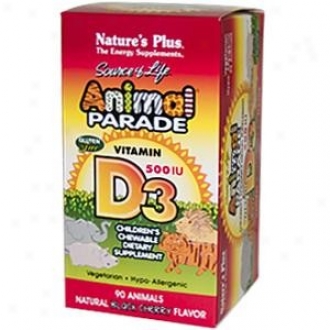 Nature's Plus Source Of Life Animal Parade Vitamin D3 Cherry Chew 90tabs