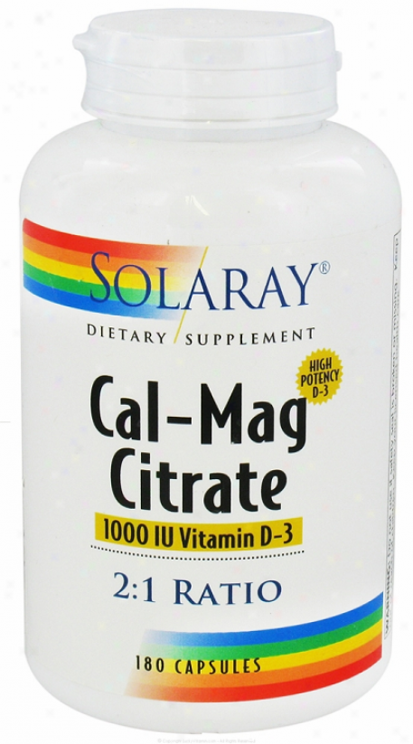 Solaray's Cal-mag Citrate W/vitamin D3 2:1 Ratio 180caps