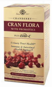 Solgar's Cran Flora With Probiotics Plus Ester-c 60 Vegetable Capsules