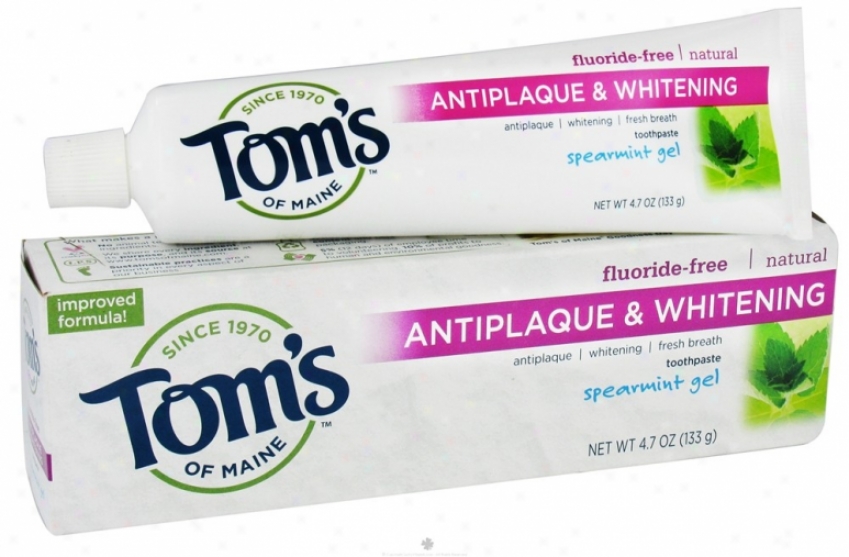 Tom's Of Maine - Natural Toothpaste Antiplaque & Whitening Fluoride-free Spearmint Gel