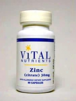 Vital Nutrient's Zinc Citrate 30 Mg 90 Caps